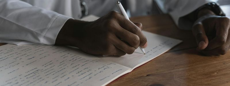 Notebook with a planned daily routine for wellness